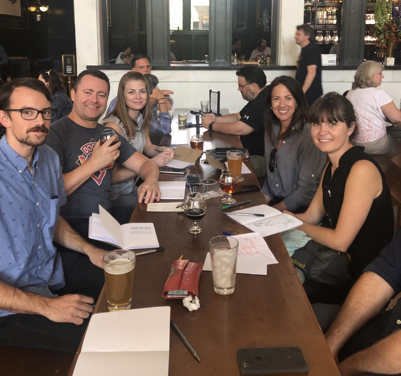 Team at happy hour in Denver to sketch